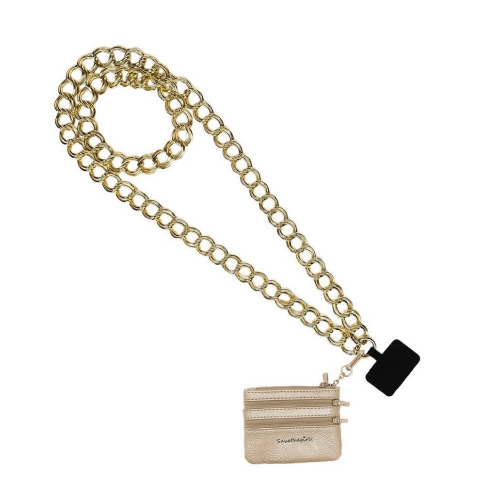 Save The Girls Gold Chain and Card Holder